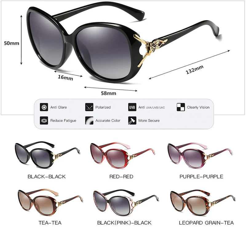 2022 New Fashion Oversized Retro Polarized Sunglasses Women Brand Designer Driving Sun Glasses UV400 Lady Gift Oculos de sol