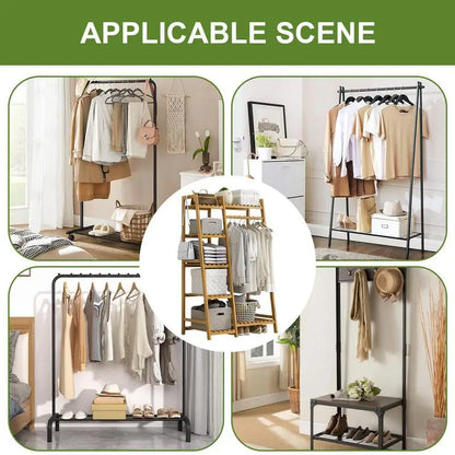 Standing Clothing Rack Floor Garment Storage Rack With Shelf Shoes Coats Organizing Rack For Living Room Bedroom Cloakroom