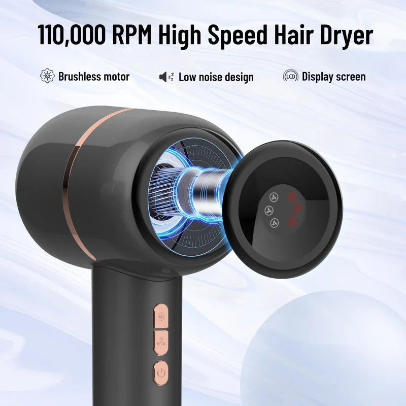 High Speed Hair Dryer Home Hair Dryer 110,000 Rpm Professional Care Wind Speed Hairdryer Negative Ion Hair Care Styling Tool