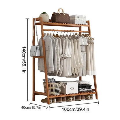 Standing Clothing Rack Floor Garment Storage Rack With Shelf Shoes Coats Organizing Rack For Living Room Bedroom Cloakroom