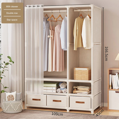 Wardrobe Household Simple Assembly Wardrobe Bedroom Dustproof Wardrobe Thickened Clothing Storage Rack Sundries Organizing Shelf