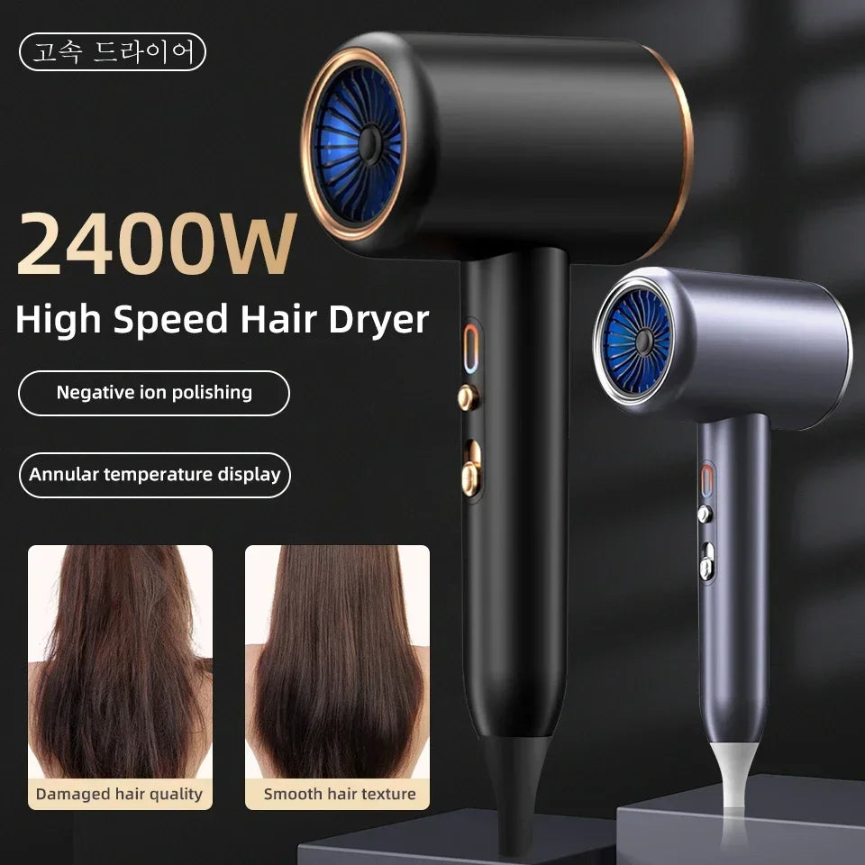 2400W 3th Gear Professional Hair Dryer Negative Lonic Blow Dryer Hot Cold Wind Air Brush Hairdryer Strong PowerDryer Salon Tool