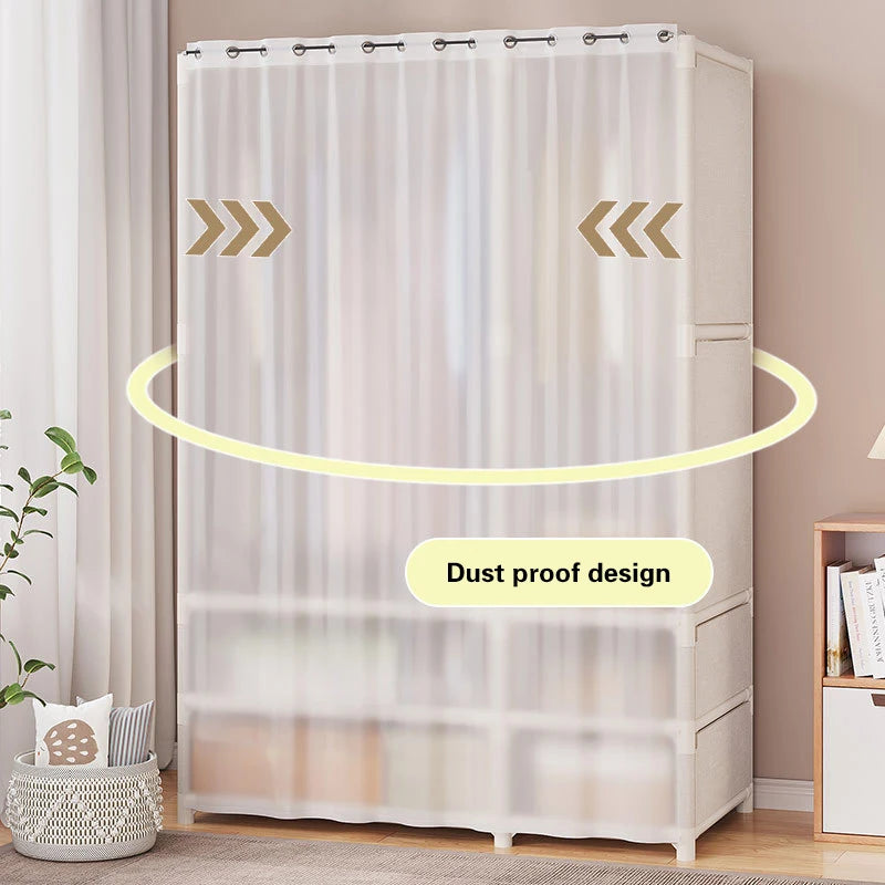 Wardrobe Household Simple Assembly Wardrobe Bedroom Dustproof Wardrobe Thickened Clothing Storage Rack Sundries Organizing Shelf