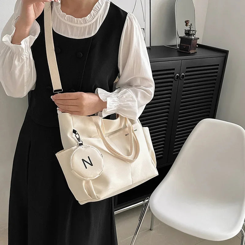 Women Shoulder Crossbody Bag Japanese Canvas Tote Messenger Bag for Student 2023 Ladies Hand Bags Female Handbag Bolsa Feminina