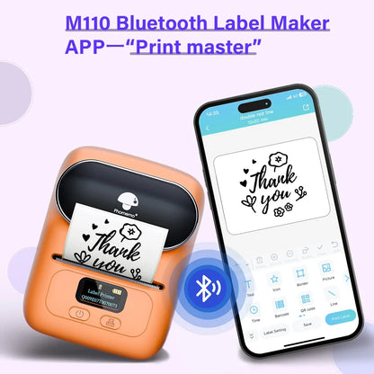 Phomemo M110 Thermal Wireless Label Printer Portable Bluetooth Sticker Mini Printer Barcode Label Maker Price Tag Printers DIY